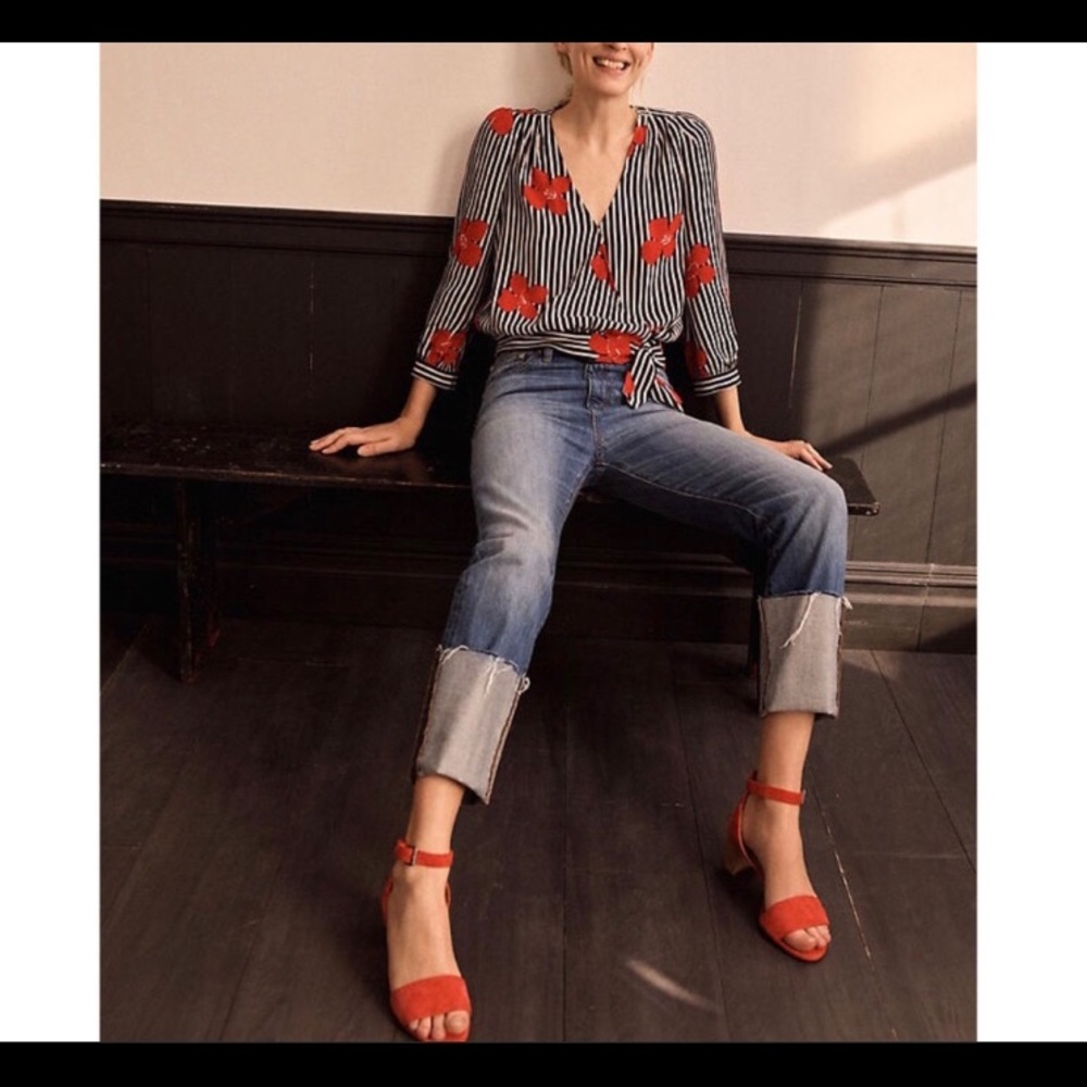 Madewell Striped floral Top Size S